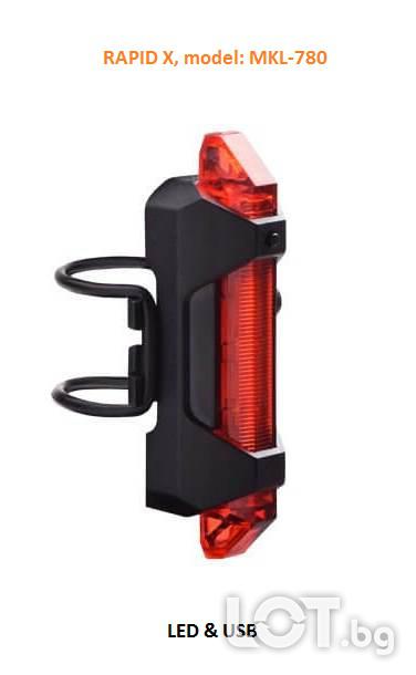 Задна светлина за велосипед, Rapid X, LED USB