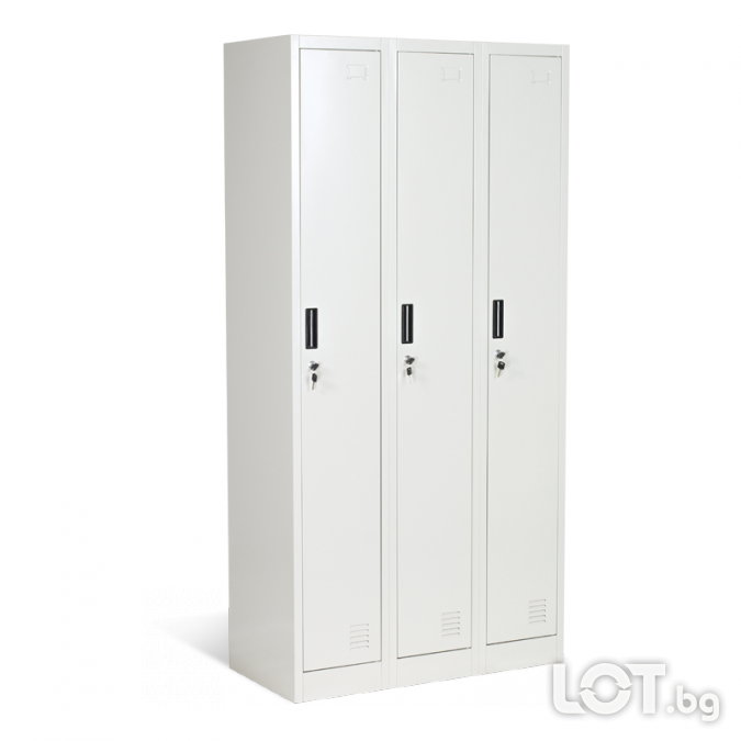 Метален гардероб троен 185х90х45 см